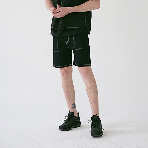 メスノウン(MASSNOUN) STICH POCKET SHORT PANTS MSESP005-BK
