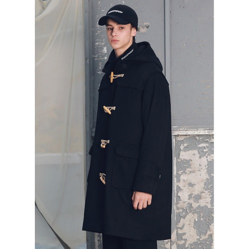 メスノウン(MASSNOUN) HEAVY OVERSIZED WOOL DUFFLE COAT MFECT004-BK
