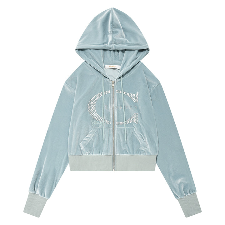 curetty (キュリティー)  C LOGO RHINESTONE HOODIE ZIP-UP_MINT