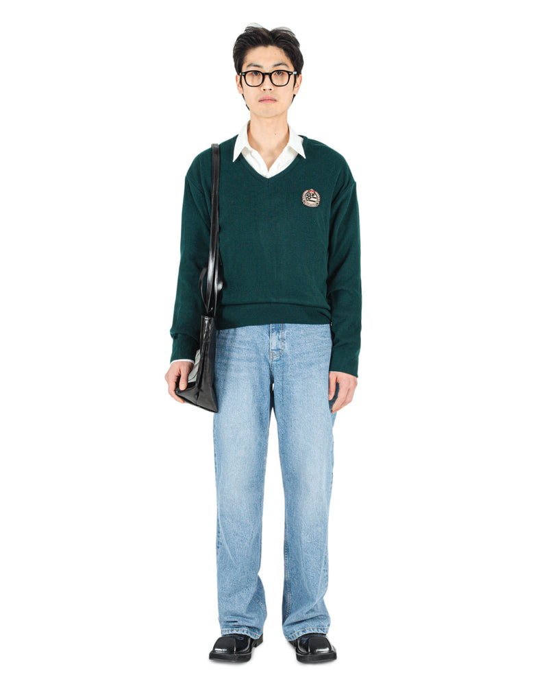 MYDEEPBLUEMEMORIES(マイディープブルーメモリーズ)      memories emblem knit(deep green)