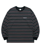 mahagrid (マハグリッド) SERIF LOGO STRIPED LS TEE [BLACK]