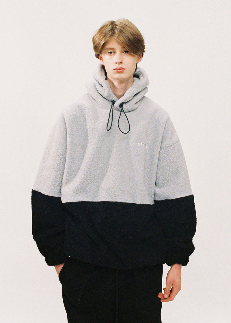 ディープリーク(DPRIQUE)  OVERSIZED FLEECE HOODIE - GREY/BLACK