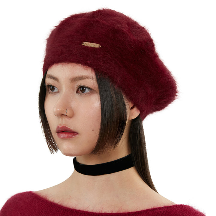 curetty (キュリティー)  C METAL LOGO ANGORA BERET_BURGUNDY