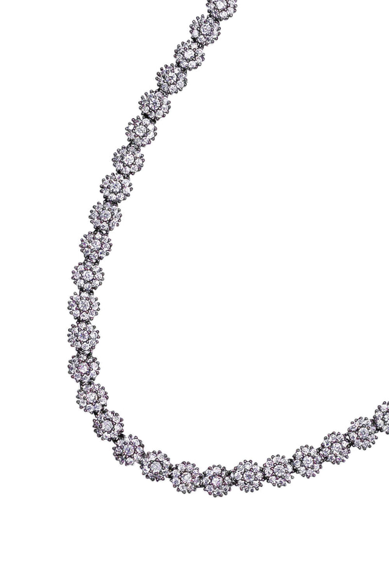 BLACKPURPLE (ブラックパープル) SNOW FLOWER CUBIC NECKLACE - DARK SILVER