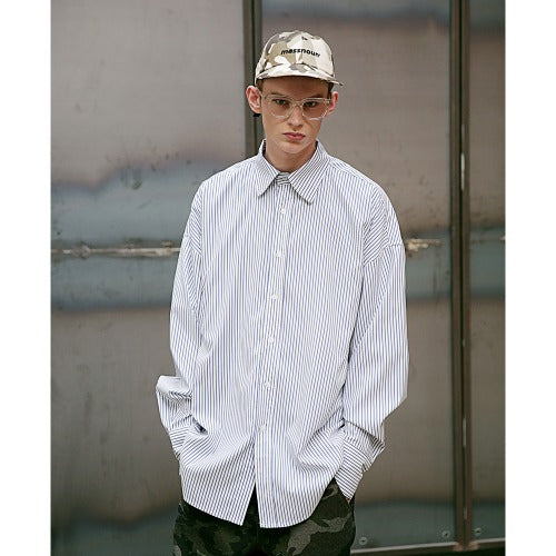 メスノウン(MASSNOUN) MS STRIPE OVER-FIT SHIRTS MSEST004-NV