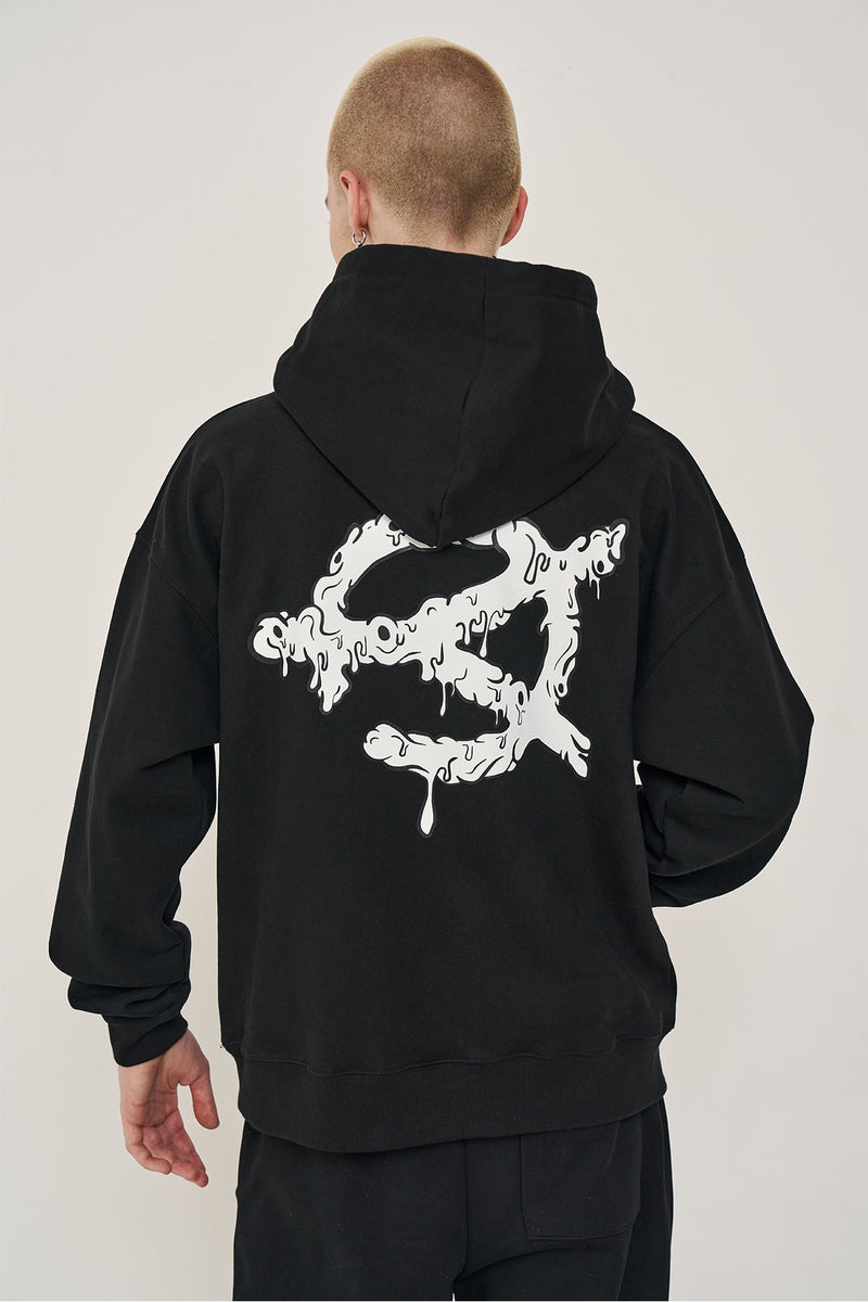 オーワイ(OY) MELTING LOGO HOODIE-BLACK