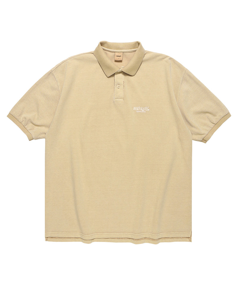 mahagrid (マハグリッド) THIRD LOGO PK PIGMENT POLO [BEIGE]