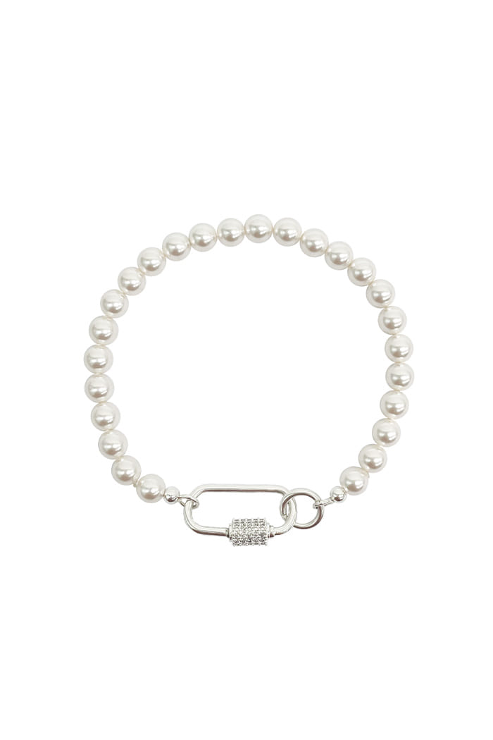 BLACKPURPLE (ブラックパープル) 	  [SILVER925] crystal clip freshwater pearl bracelet