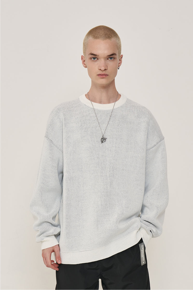 オーワイ(OY) BACK LOGO ZIPPER KNIT-WHITE