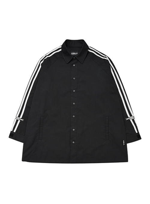 アジョバイアジョ(AJOBYAJO)      2-Stripes Oversized Reglan Shirt [Black]