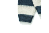 Q CUMBERS (キューカンバース)　MOHAIR BORDER PULLOVER SWEATER/ Navy