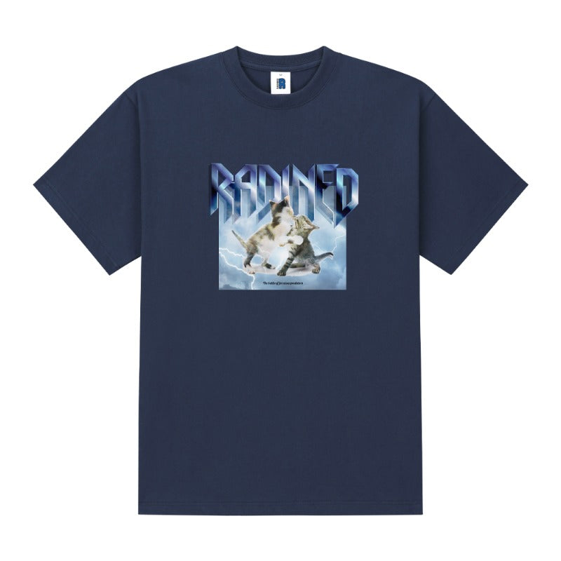 RADINEO (ラディネオ)　Cat and Punching Navy Short-Sleeved T-Shirt