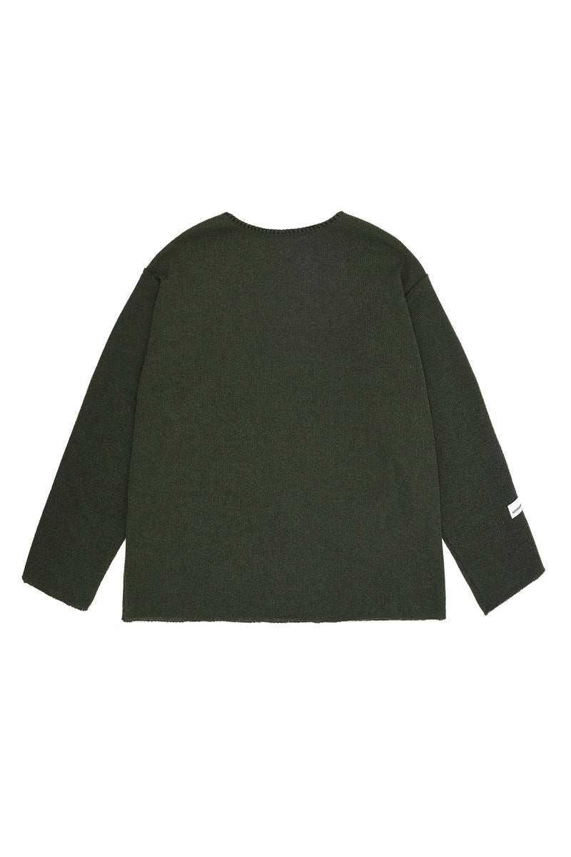 MYDEEPBLUEMEMORIES(マイディープブルーメモリーズ)      STITCH BALANCE KNIT t-shirts in KHAKI