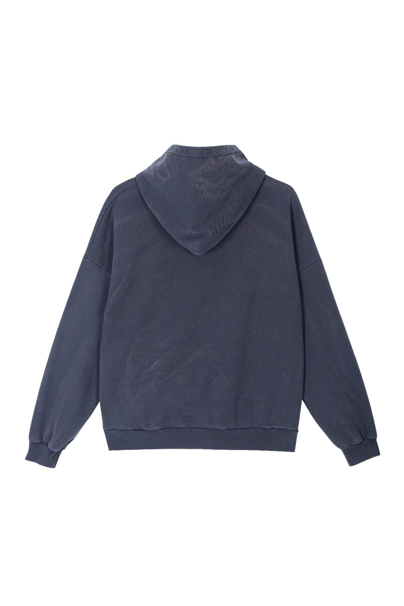 GRAFFITIONMIND(グラフィティオンマインド)          EMBROIDERED LOGO SPRAY WASHED HOODIE (NAVY)