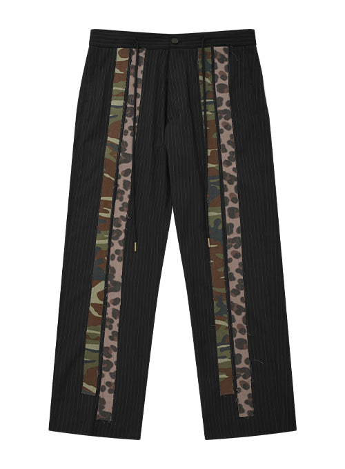 アジョバイアジョ(AJOBYAJO)            Pattern Mixed Stripe Trousers [Black]