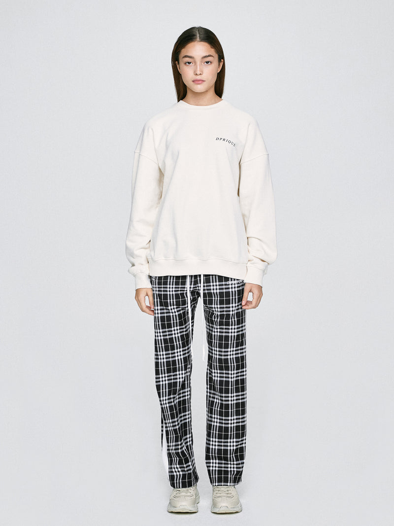 ディープリーク(DPRIQUE)  CHECK TRACK PANTS BLACK/WHITE