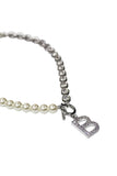 BLACKPURPLE (ブラックパープル) signature B pearl&cubic necklace