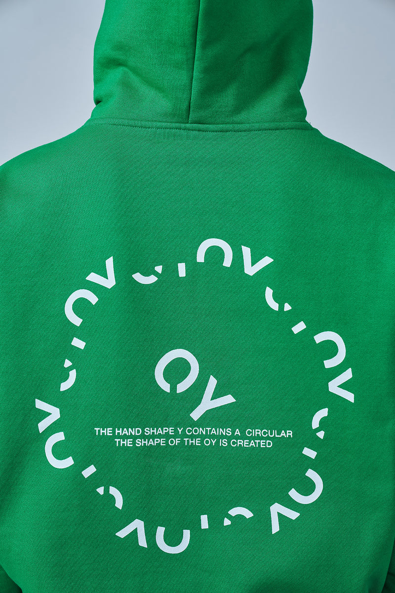 オーワイ(OY) ROUND LOGO HOODIE-GREEN