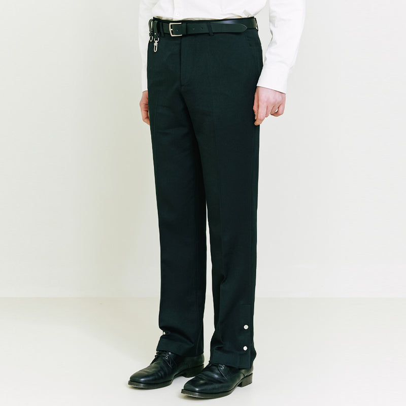SSY(エスエスワイ) Side Vent Eyelet Straight Fit Slacks black