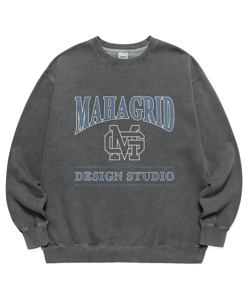 mahagrid (マハグリッド) UNIVERSITY PIGMENT SWEATSHIRT [CHARCOAL]