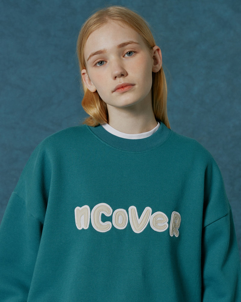 NCOVER（エンカバー）SIGNATURE PATCH LOGO SWEATSHIRT-BLUISH GREEN