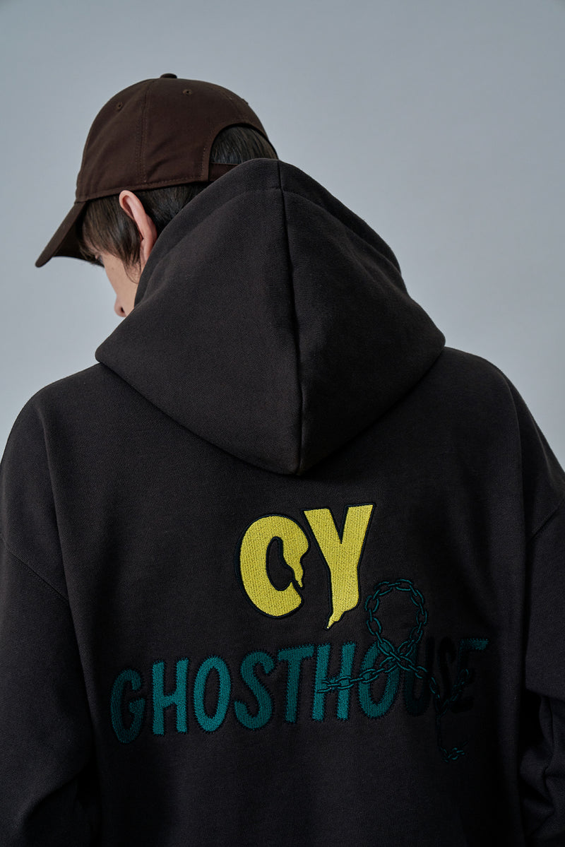 オーワイ(OY) GOTH LOGO HOODIE-BROWN