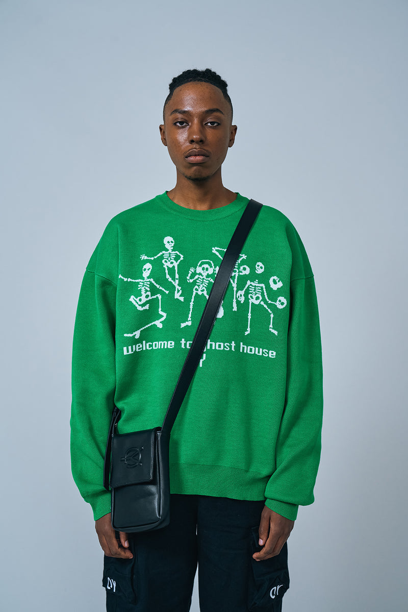 オーワイ(OY) SKULL FAMILY KNIT-GREEN