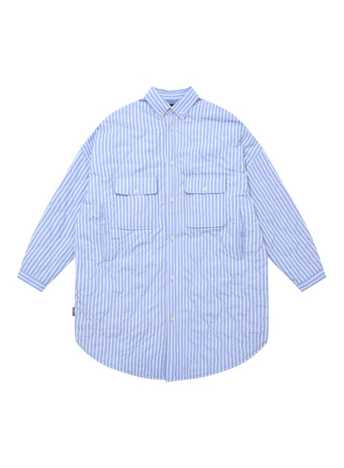 アジョバイアジョ(AJOBYAJO) Stripe Padded Long Jacket [Sky Blue]