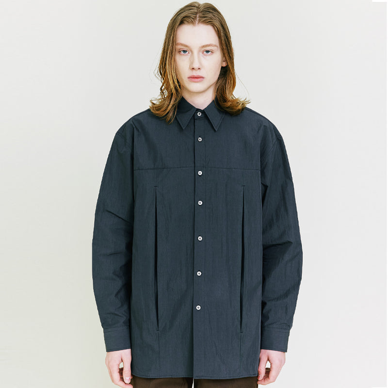 SSY(エスエスワイ) [Compact Cotton] Double Vent Relax Fit Shirt navy