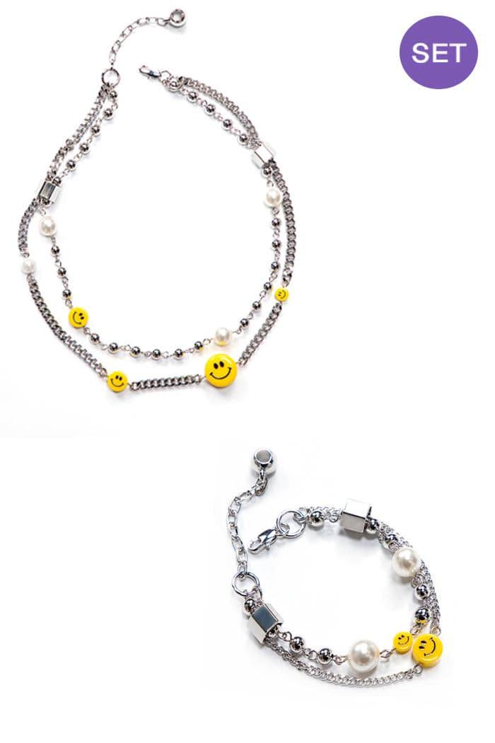 BLACKPURPLE (ブラックパープル)  BLACKPURPLE SMILE & PEARL NECKLACE + SMILE & PEARL BRACELET SET