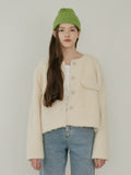 TMO BY 13MONTH（ティーエムオーバイサーティンマンス）ROUND COLLARED CROP JACKET (IVORY)