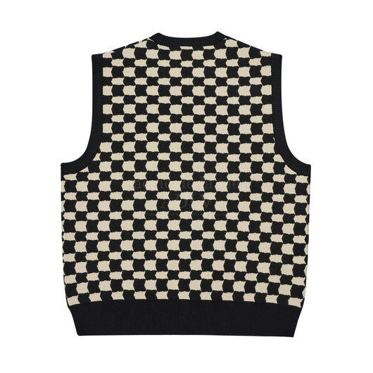 アクメドラビ(acme' de la vie) CHECKER BOARD KNIT VEST BLACK