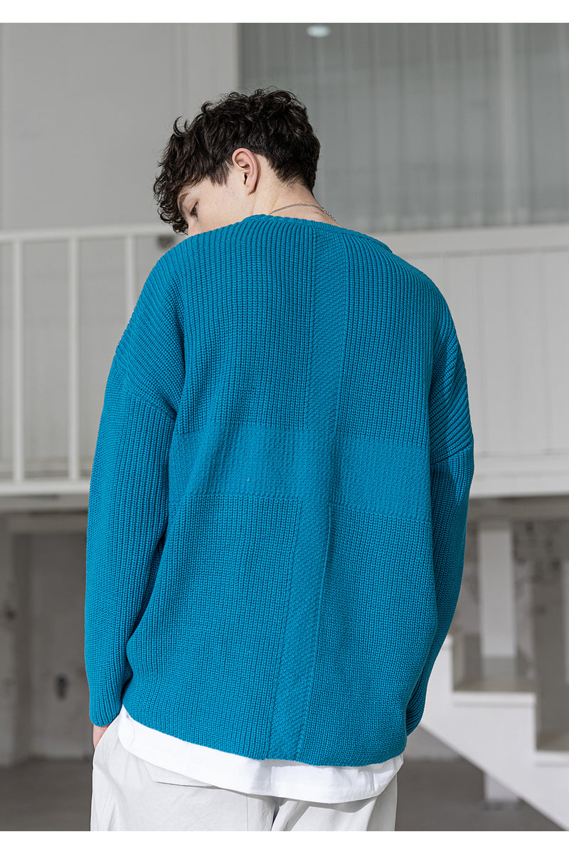メスノウン(MASSNOUN) CROSS ADD LAMSWOOL OVERSIZED KNIT MSZNT001-BL