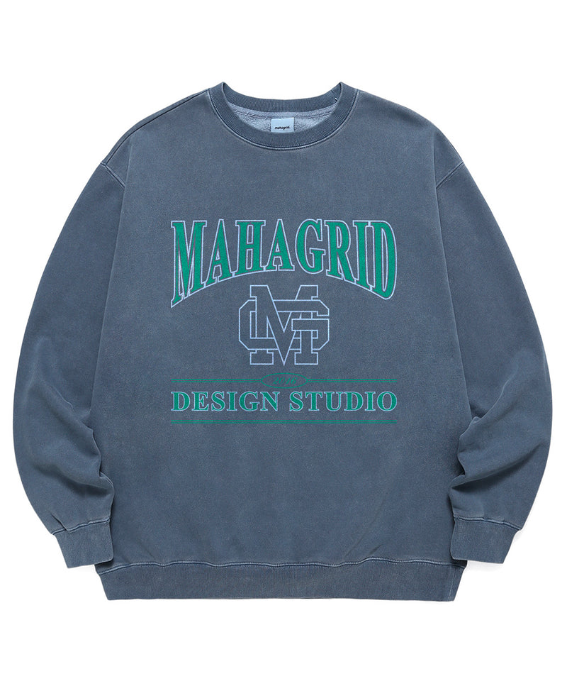 mahagrid (マハグリッド) UNIVERSITY PIGMENT SWEATSHIRT [NAVY]