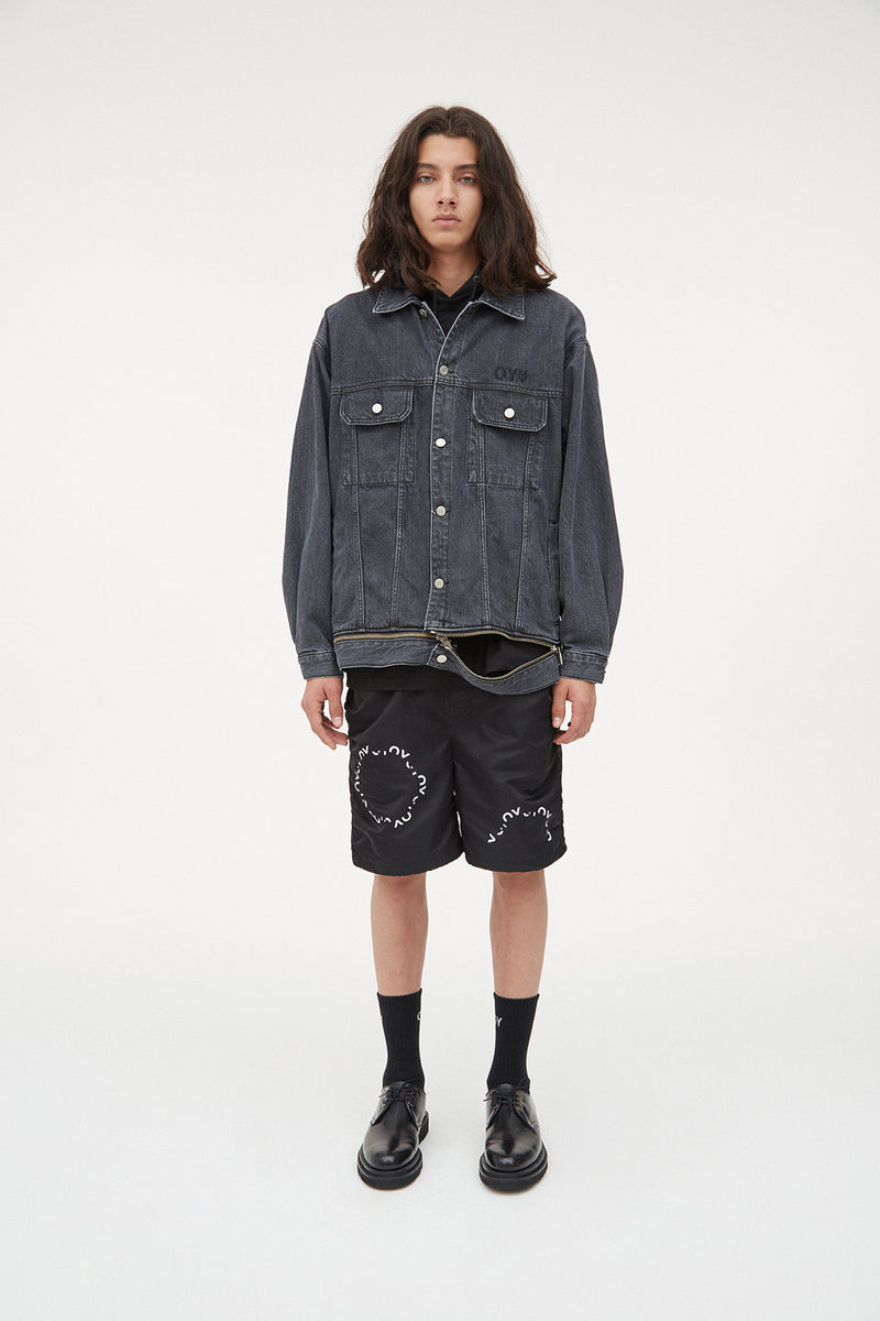 オーワイ(OY) ROUND LOGO NYLON SHORT PANTS-BLACK