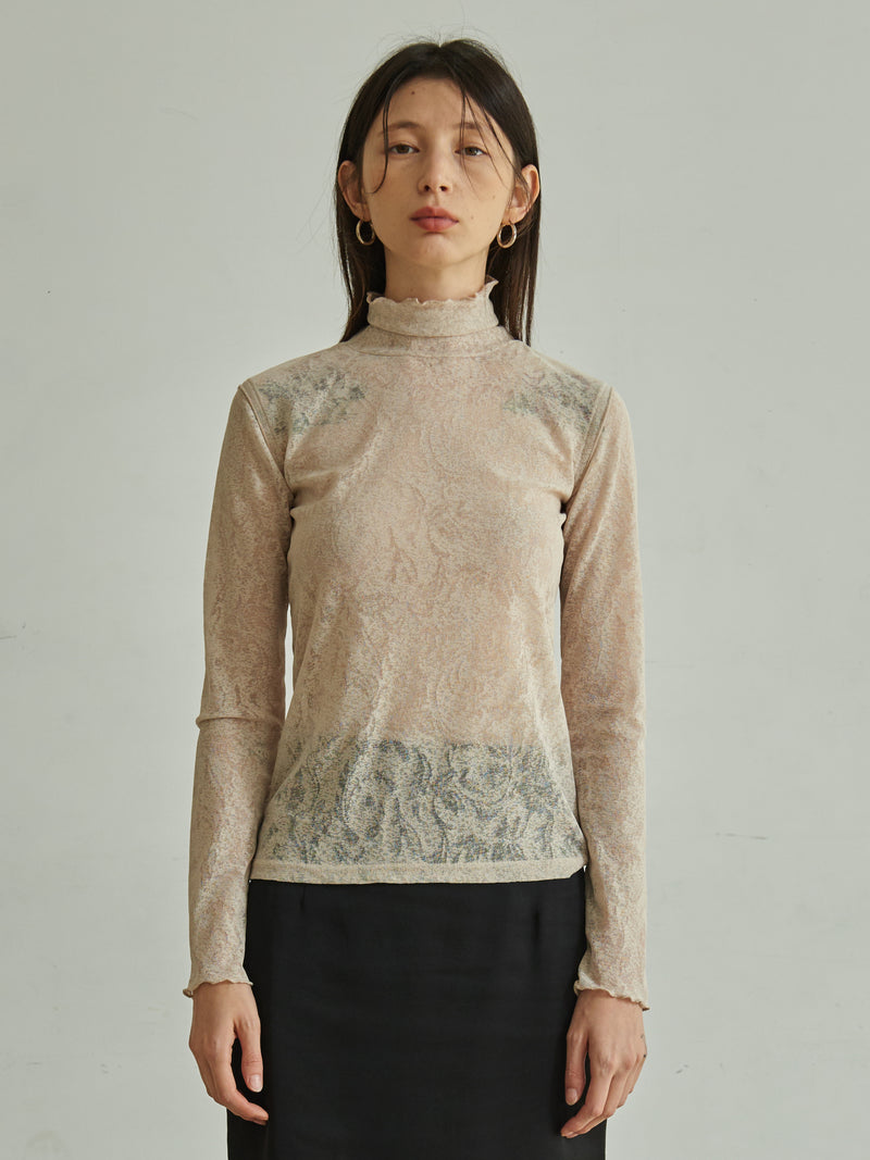 TMO BY 13MONTH（ティーエムオーバイサーティンマンス）MESH TURTLE NECK T-SHIRT (IVORY)