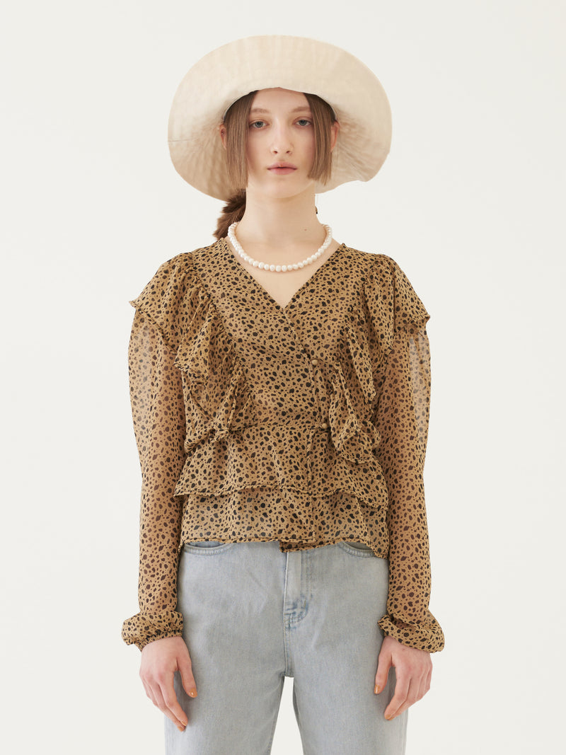 TMO BY 13MONTH（ティーエムオーバイサーティンマンス）RUFFLED BLOUSE (BROWN)