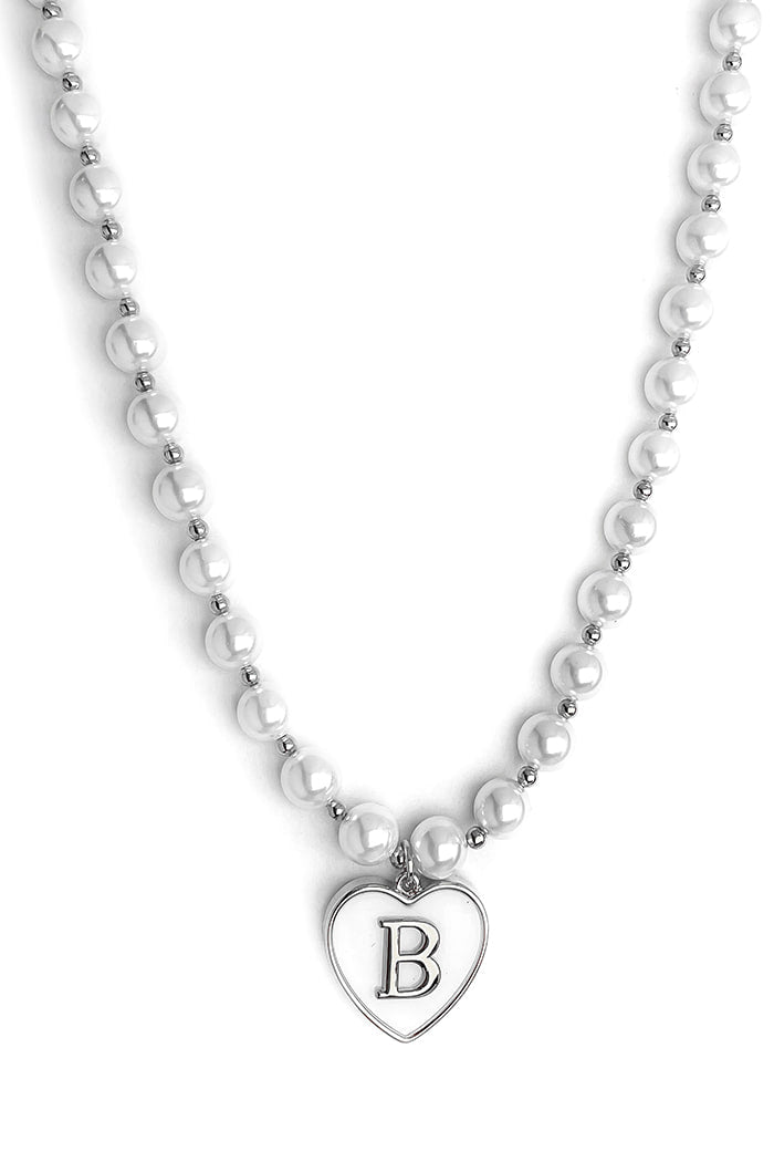 BLACKPURPLE (ブラックパープル) Guerlain Heart Pearl Necklace_White (Silver)