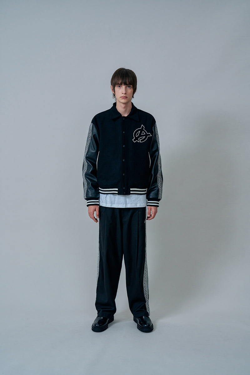 オーワイ(OY) ETHNIC VARSITY JACKET-BLACK