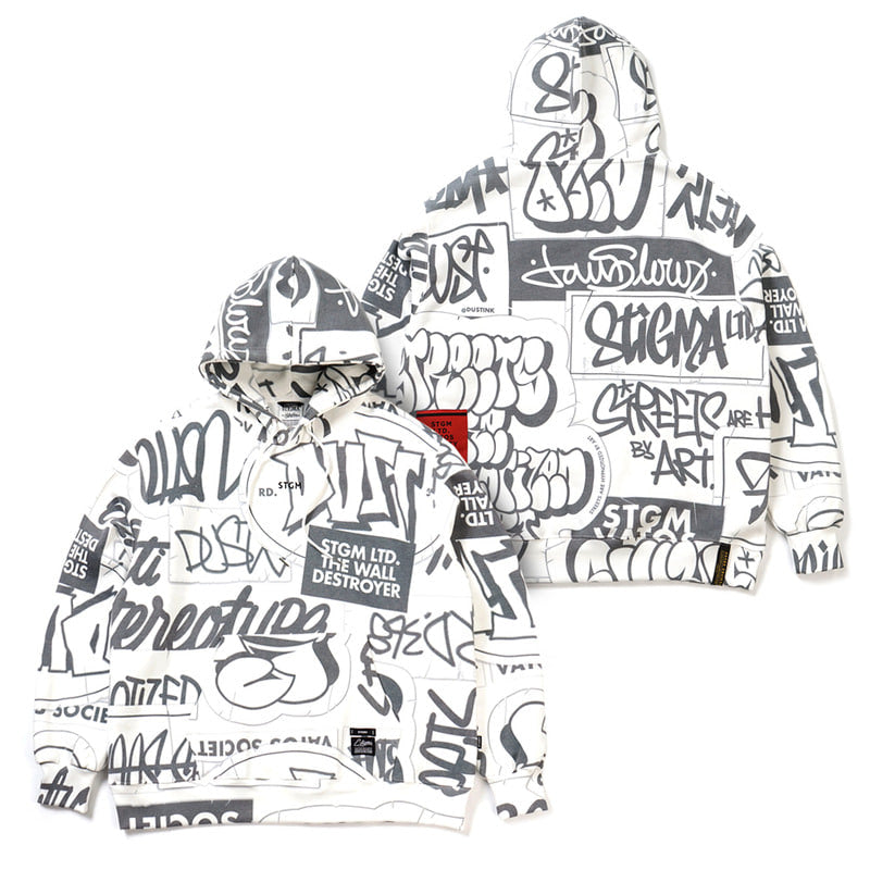 STIGMA(スティグマ)  21 GRAFFITI OVERSIZED HEAVY SWEAT HOODIE WHITE MULTI