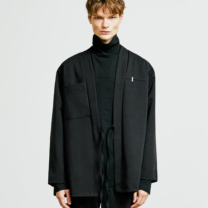 SSY(エスエスワイ)  minimal bar hanten shirt cardigan black