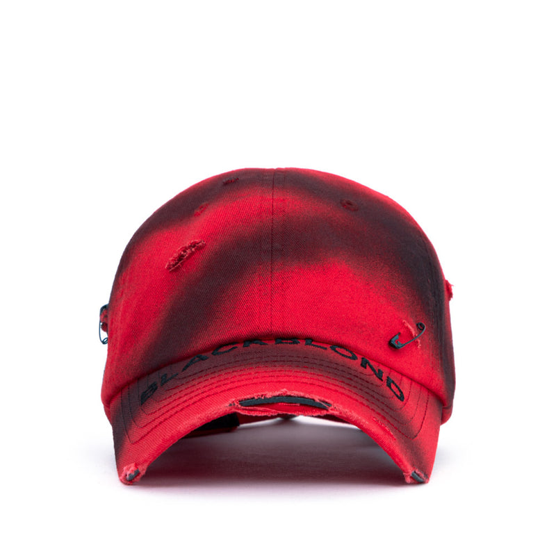 ブラックブロンド(BLACKBLOND) BBD Ripped Sprayed Custom Covered Logo Cap (Red)