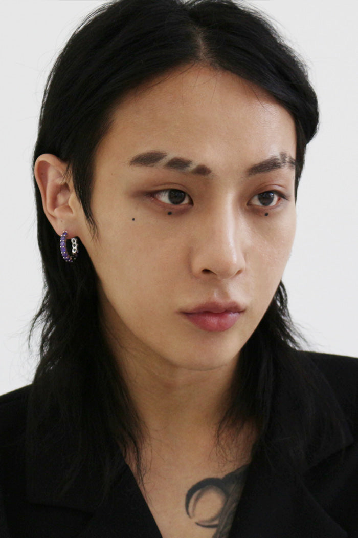 BLACKPURPLE (ブラックパープル) 5mm Round tennis chain earring_purple