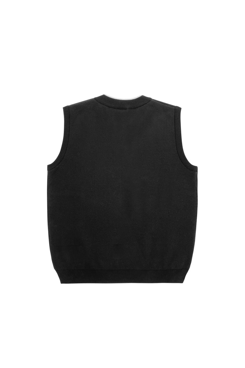 オーワイ(OY) ARGYLE STITCH ODOLLY KNIT VEST-BLACK