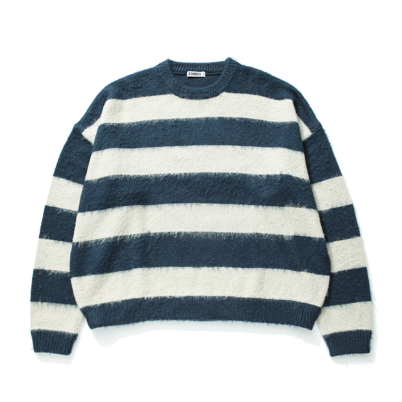 Q CUMBERS (キューカンバース)　MOHAIR BORDER PULLOVER SWEATER/ Navy
