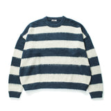 Q CUMBERS (キューカンバース)　MOHAIR BORDER PULLOVER SWEATER/ Navy