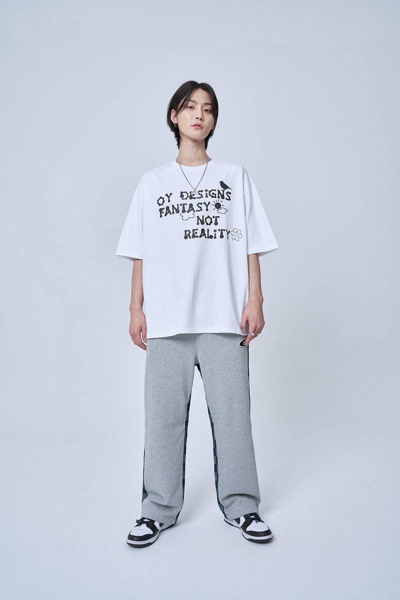 オーワイ(OY) OVER CHECK LOGO PANTS-GREY