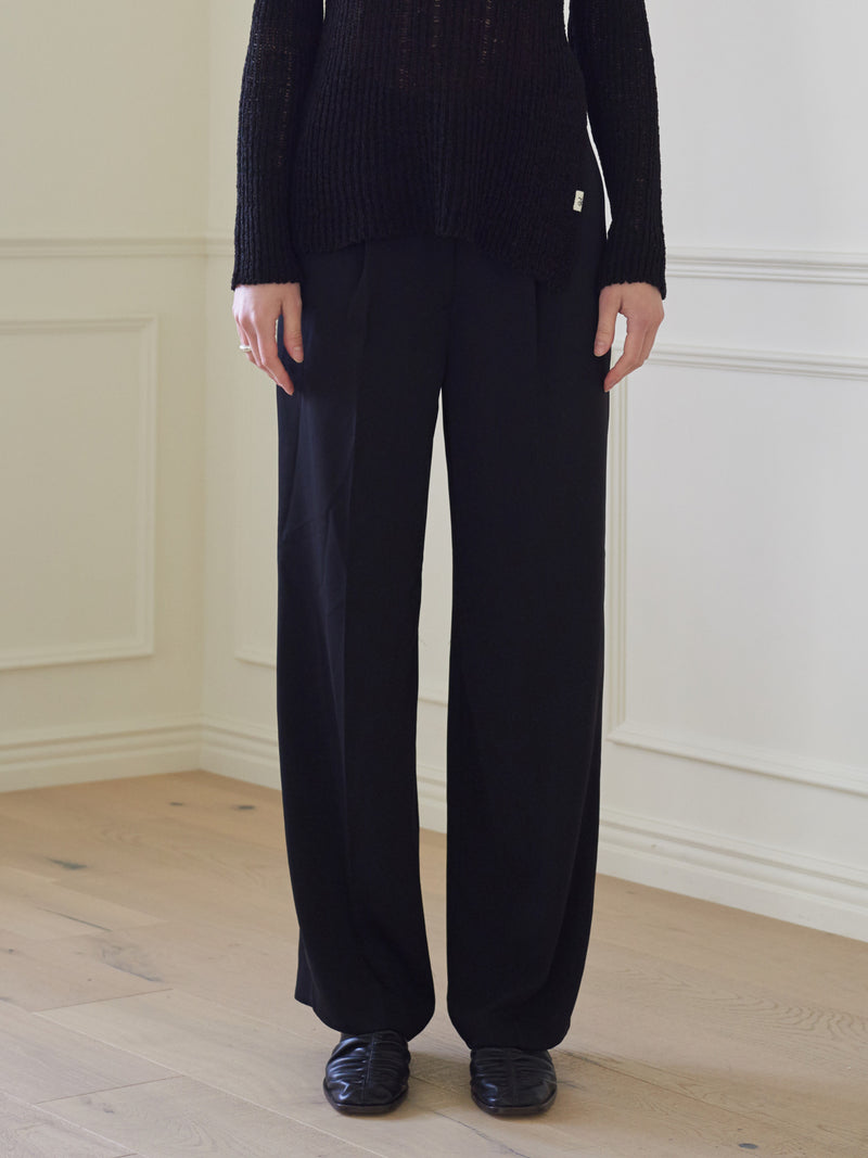 TMO BY 13MONTH（ティーエムオーバイサーティンマンス）ONE TUCK SLACKS (BLACK)