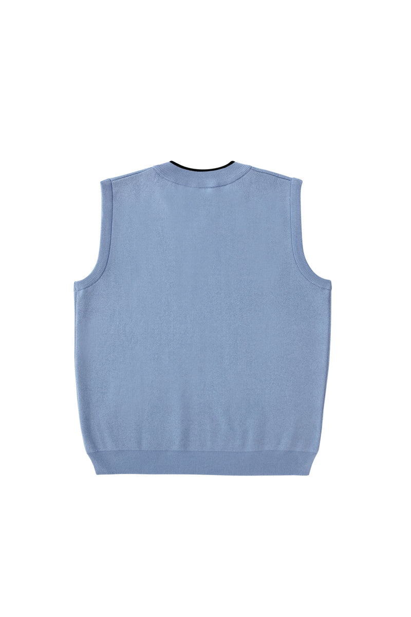 オーワイ(OY) ARGYLE STITCH ODOLLY KNIT VEST-PAUL BLUE