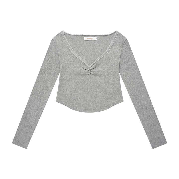 curetty (キュリティー) C LACE V-NECK TOP_GREY